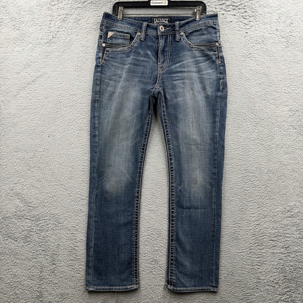 BKE Salvage Jeans Havoc Straight Mens Size 30s Blue Biker Grunge Y2K Style